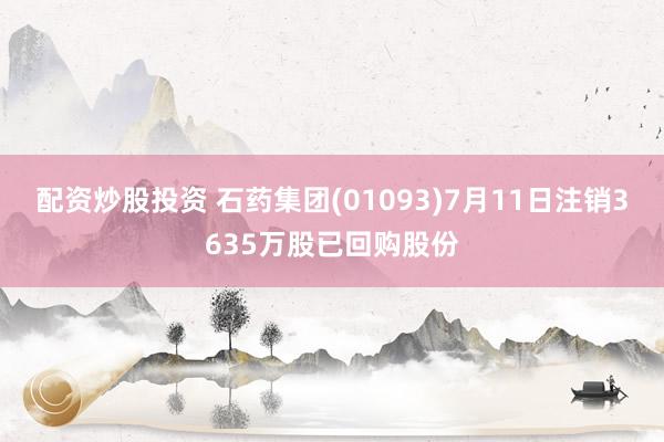 配资炒股投资 石药集团(01093)7月11日注销3635万股已回购股份