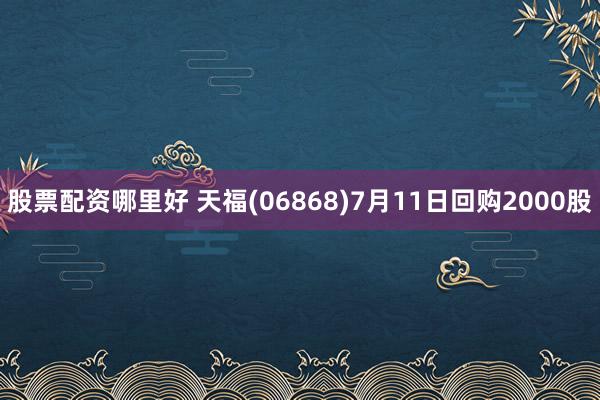 股票配资哪里好 天福(06868)7月11日回购2000股